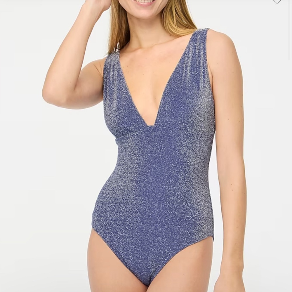 NWOT JCrew Factory Shimmer V-neck one-piece swimsuit